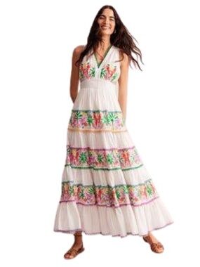 NWT Plus Size 22 BODEN Birds Floral Dres Tropical Cotton Summer Maci Beach 2X